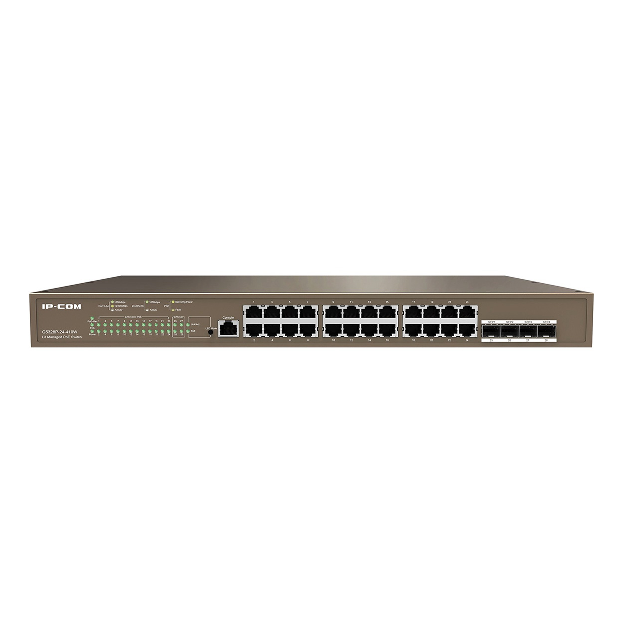 Ip-Com Ip-G5328P-24-410W 24 Port 10/100/1000 24 Port Poe 4 X Sfp 370W Layer 3 Yöneti̇lebi̇li̇r Rack Mount Switch