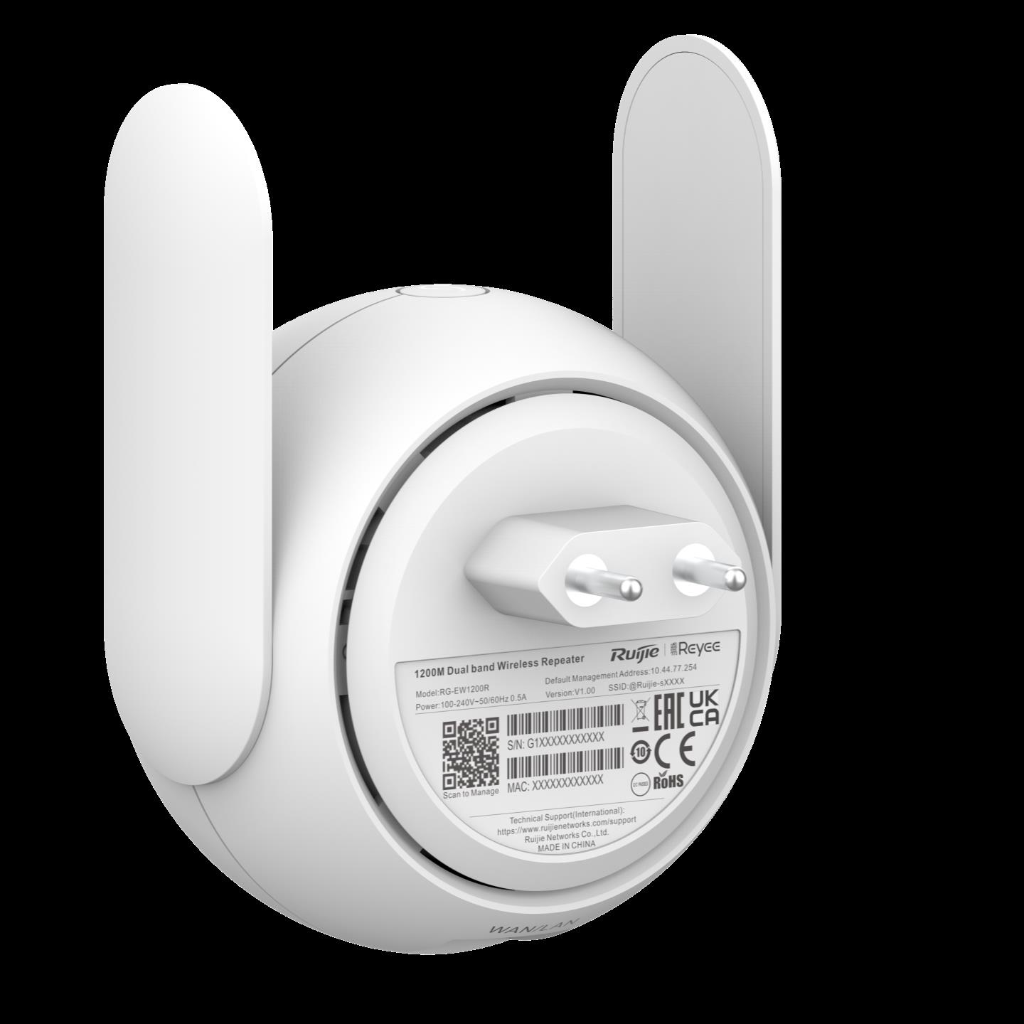 Ruijie Reyee Rg-Ew1200R 867Mbps 1Port 10/100 Ethernet 2 Anten 2.4/5Ghz Pri̇z Ti̇pi̇ Access Point/Router/Extender