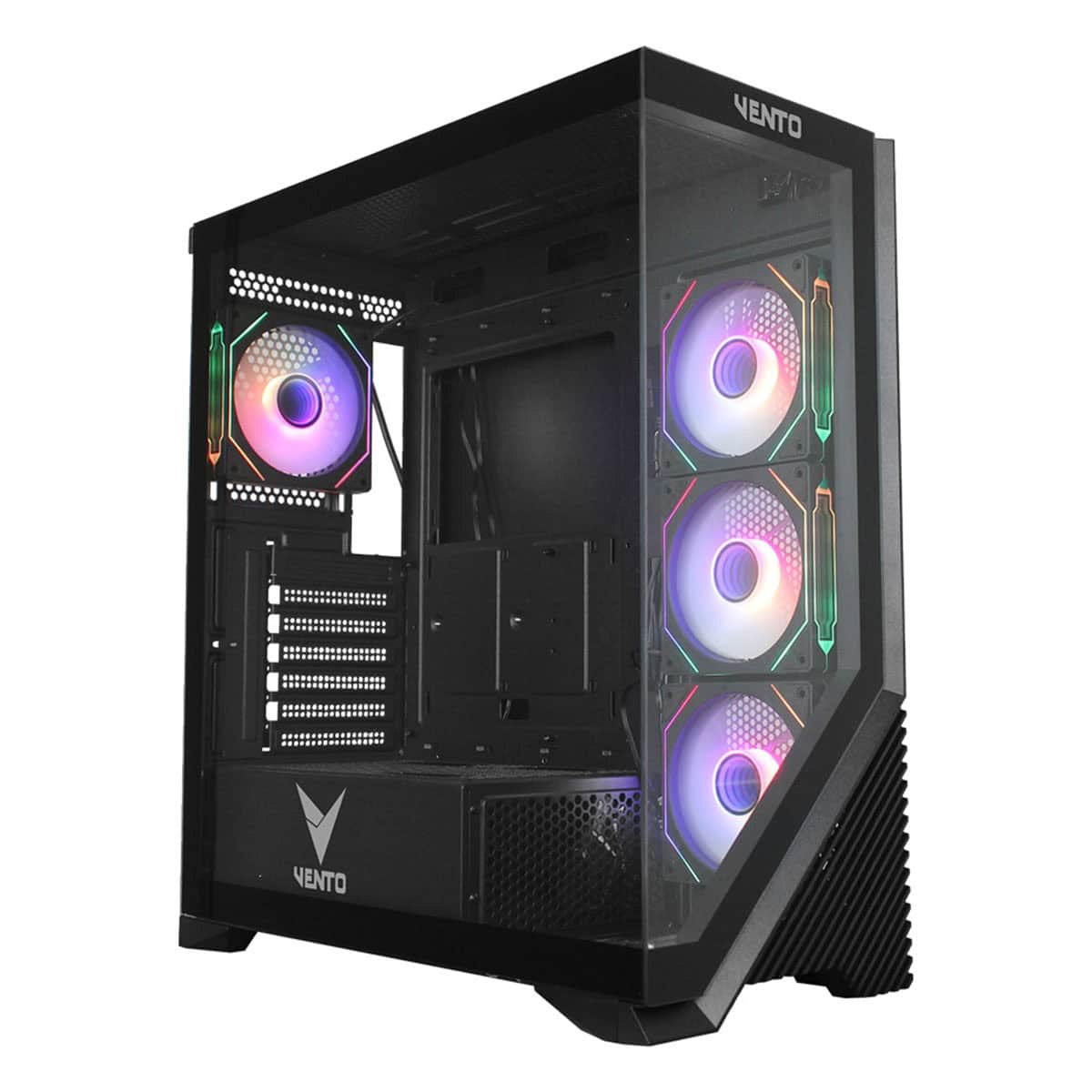 Vento Vg4202Fla 750W 80+ Br Gen5 4X12Cm Argb Fan E-Atx Temperli̇ Cam 2Xusb2.0/1Xusb3.0 Si̇yah Gaming Kasa