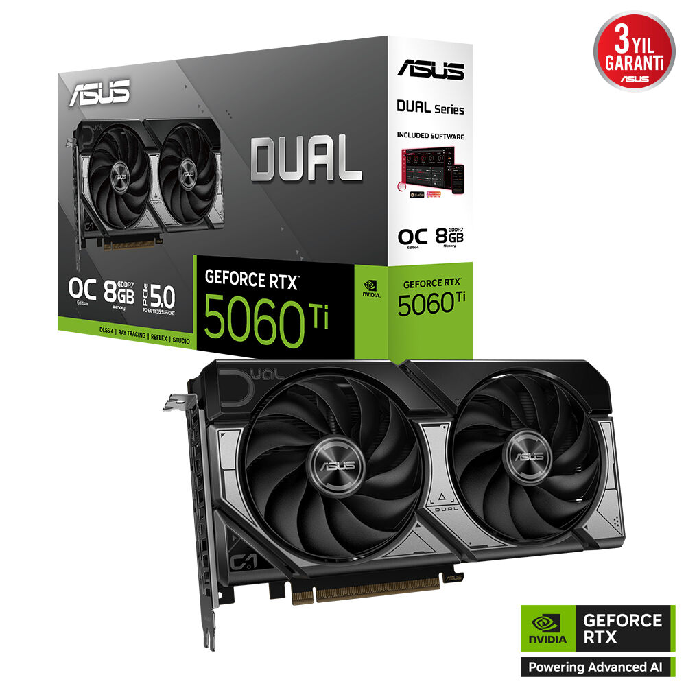 Asus Dual-Rtx5060Ti-O8G Rtx5060Ti 8Gb Ddr7 128Bit 3Xdp/1Xhdmi