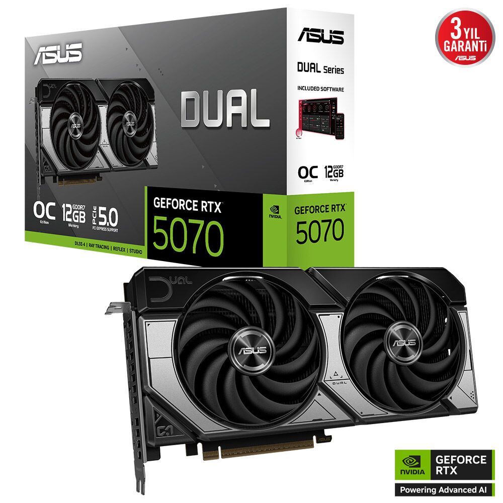 Asus Dual-Rtx5070-O12G Rtx5070 12Gb Gddr7 192Bit 3Xdp/1Xhdmi