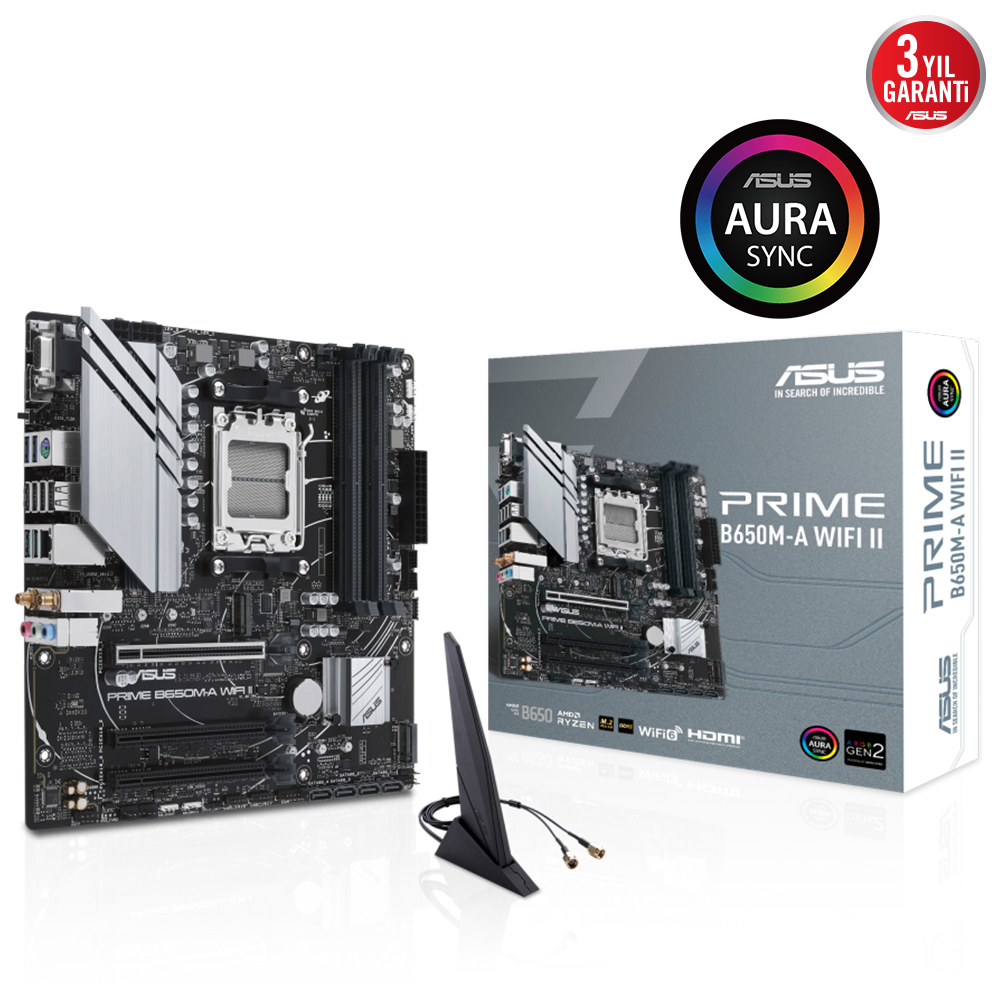 Asus Prime B650M-A Wifi Ii 4Xddr5 Dp+Vga+Hdmi 2Xm.2 Am5 Anakart
