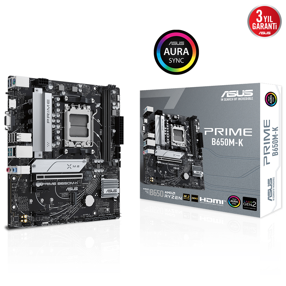 Asus Prime B650M-K 2Xddr5 Vga Hdmi 2Xm.2 Am5 Anakart