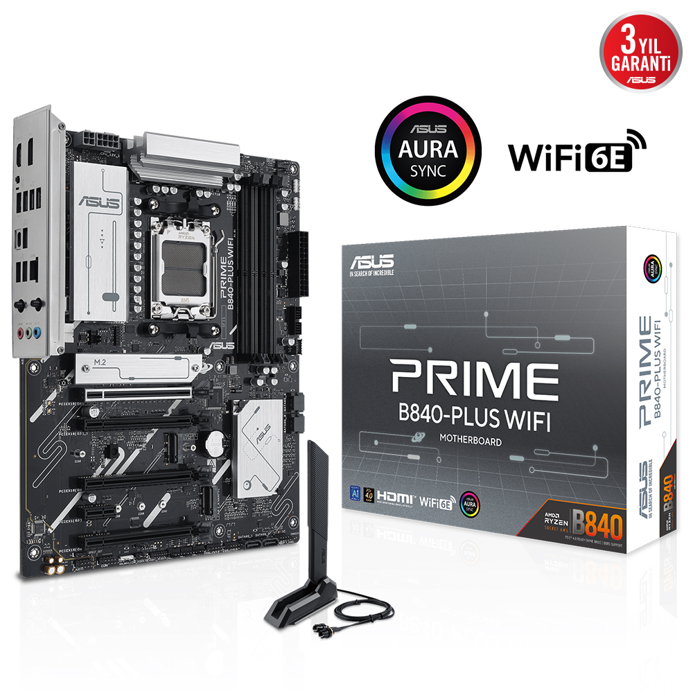 Asus Prime B840-Plus Wifi 4Xddr5 Dp/Hdmi 3Xm.2 Am5 Anakart
