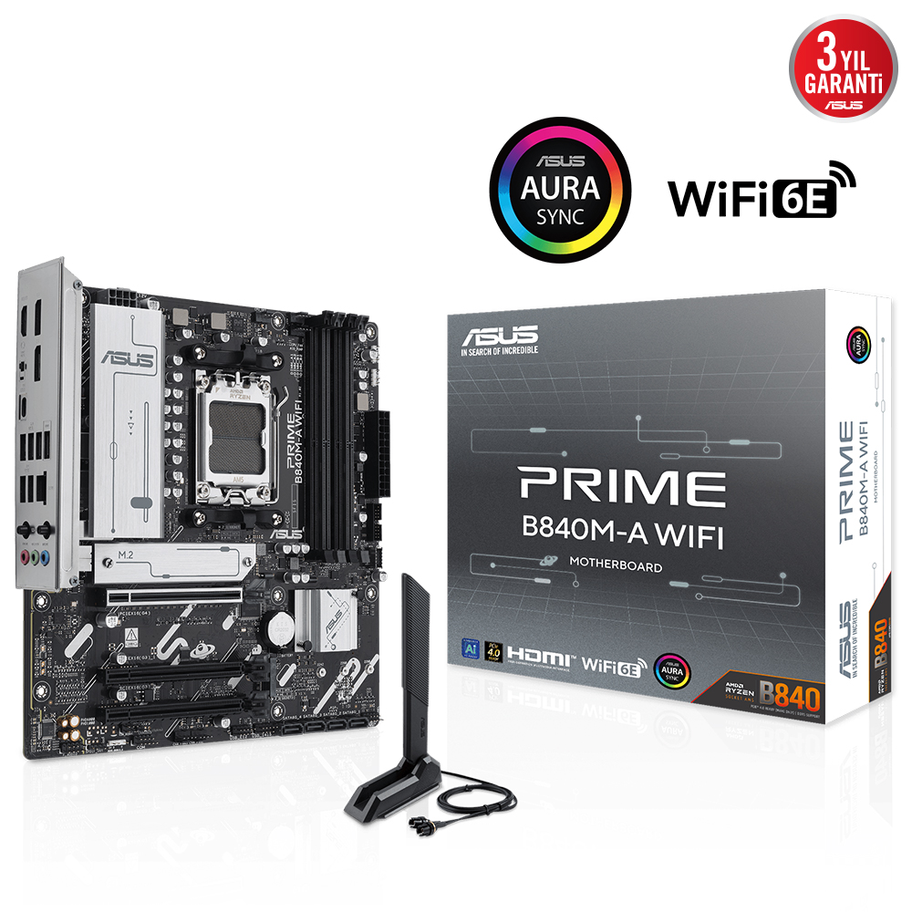 Asus Prime B840M-A Wifi 4Xddr5 Dp/Hdmi 3Xm.2 Am5 Anakart