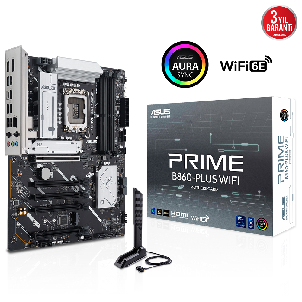 Asus Prime B860-Plus Wifi 4X Ddr5 Dp/Hdmi 2X M.2 1X 2.5Glan/Wifi/Bt Usb3.2 1851P Anakart