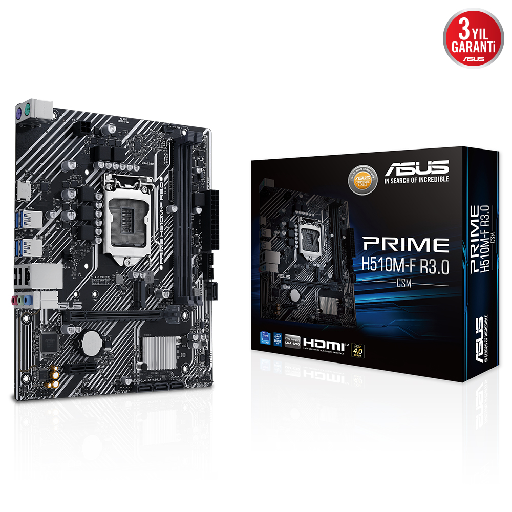 Asus Prime H510M-F R3.0-Csm H510 2Xddr4 Hdmi 1Xglan 1Xm.2 1200Pin Anakart
