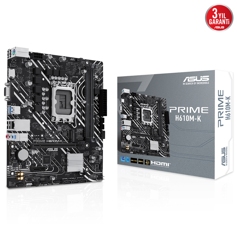 Asus Prime H610M-K 2Xddr5 Vga/Hdmi 1Xm.2 1Xglan 1700P Anakart