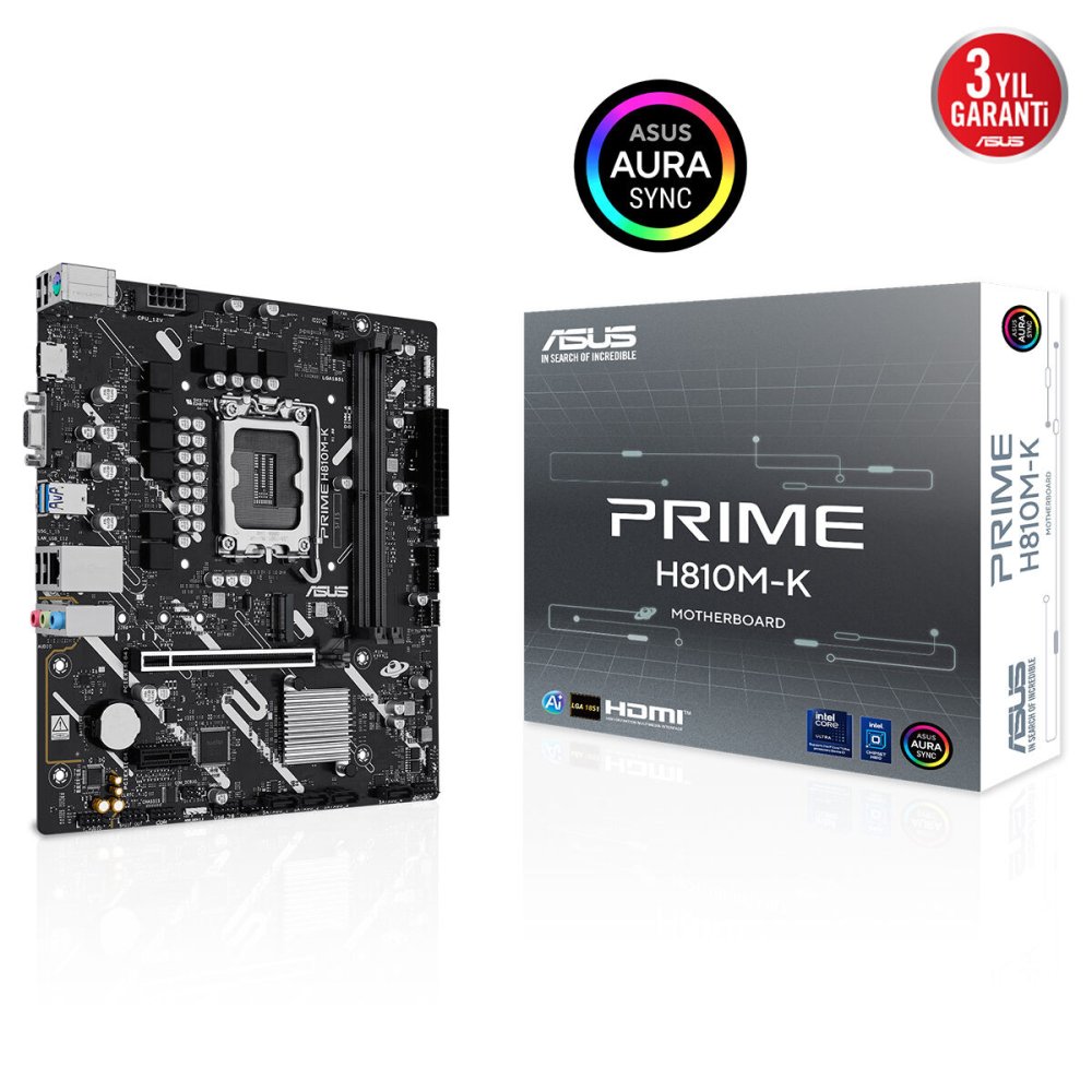 Asus Prime H810M-K 2X Ddr5 Hdmi/Vga 1X M.2 1X 2.5Glan Usb3.2 1851P Anakart