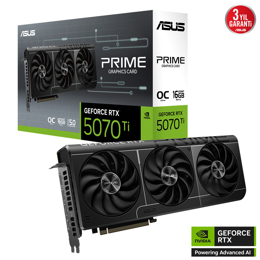 Asus Prime-Rtx5070Ti-O16G Rtx5070Ti 16Gb Gddr7 256Bit 3Xdp/1Xhdmi