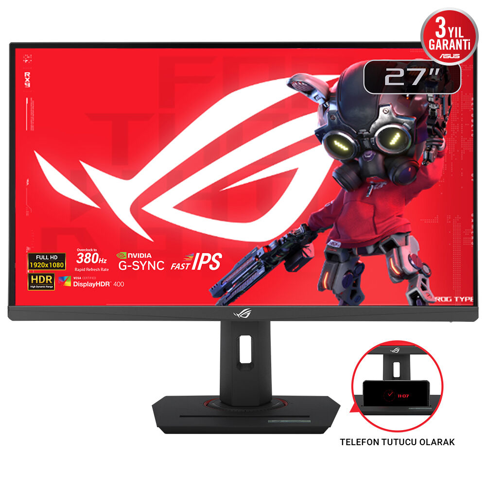 Asus Rog Stri̇x Xg279Cns 27 Inch 0.3Ms 380Hz 1920X1080 Hdmi/Dp/Type-C Pivot Si̇yah Fast IPS Gaming Monitor
