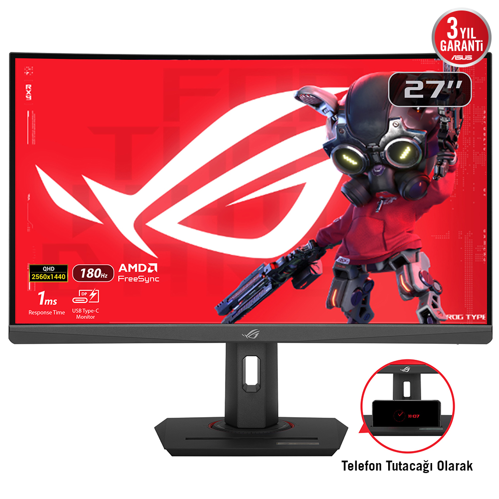 Asus Rog Strix Xg27Wcs 27 Inch 1Ms 180Hz Qhd 2560X1440 Dp/Hdmi/Type-C Vesa Pivot IPS Led Gaming Monitor