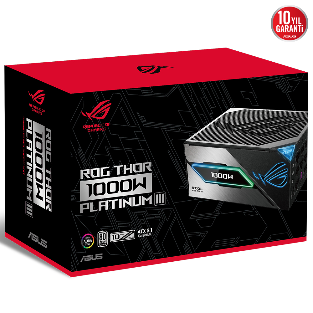 Asus Rog-Thor-1000P3 1000W 80+ Platinum Manyeti̇k Oled Ekran Power Supply PCi-E 5.0