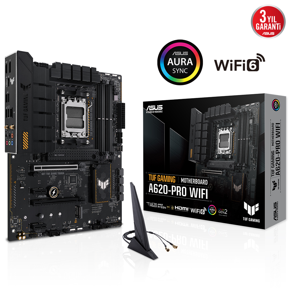 Asus Tuf Gaming A620-Pro Wifi 4Xddr5 2Xdp/1Xhdmi 2Xm.2 Am5 Anakart