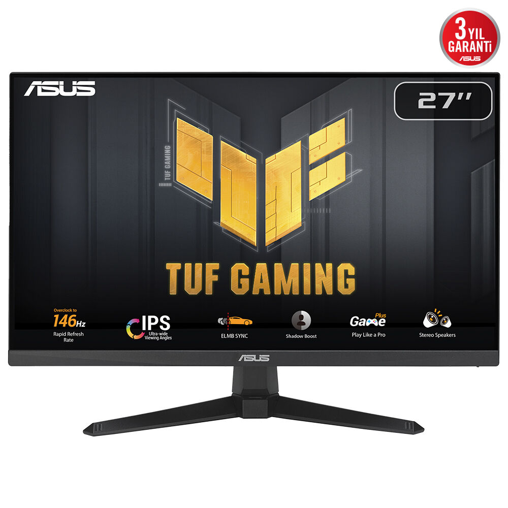 Asus Tuf Gaming Vg279Qe5A 27 Inch 1Ms 146Hz 1920X1080 Hdmi/Dp Vesa Hoparlör IPS Led Gaming Monitor