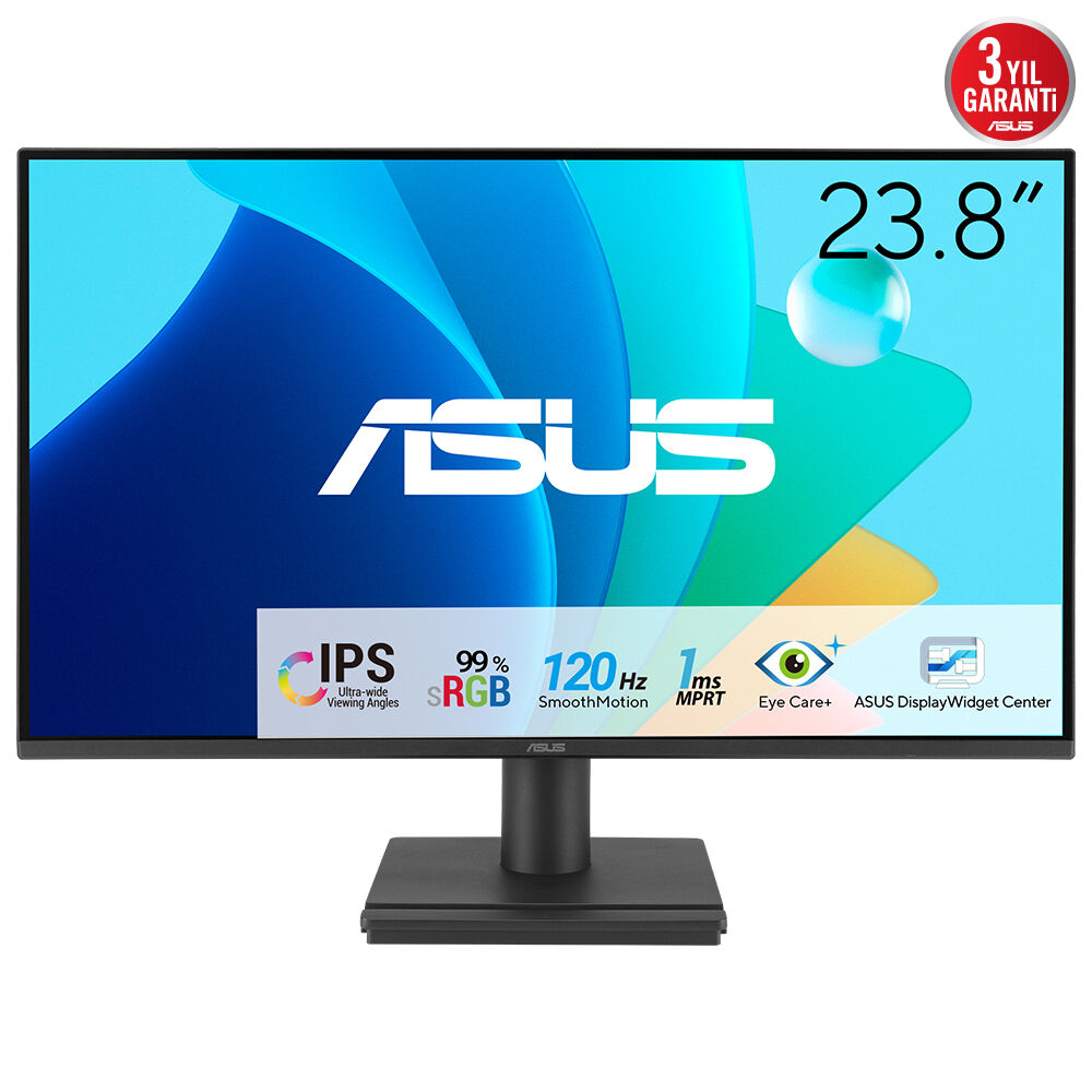 Asus Va249Hg 23.8 IPS 1920X1080 1Ms 120Hz 300Cd Hdmi Vga  Vesa 3Yil Eyecare,Flicker-Free,Düşük Mavi̇ Işik, 99%Srgb, Çerçevesi̇z Monitör