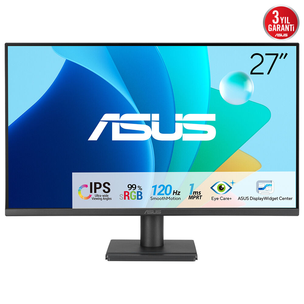Asus Va279Hg 27 IPS 1920X1080 1Ms 120Hz 300Cd Hdmi Vga  Vesa 3Yil Eyecare,Flicker-Free,Düşük Mavi̇ Işik, 99%Srgb, Çerçevesi̇z Monitör