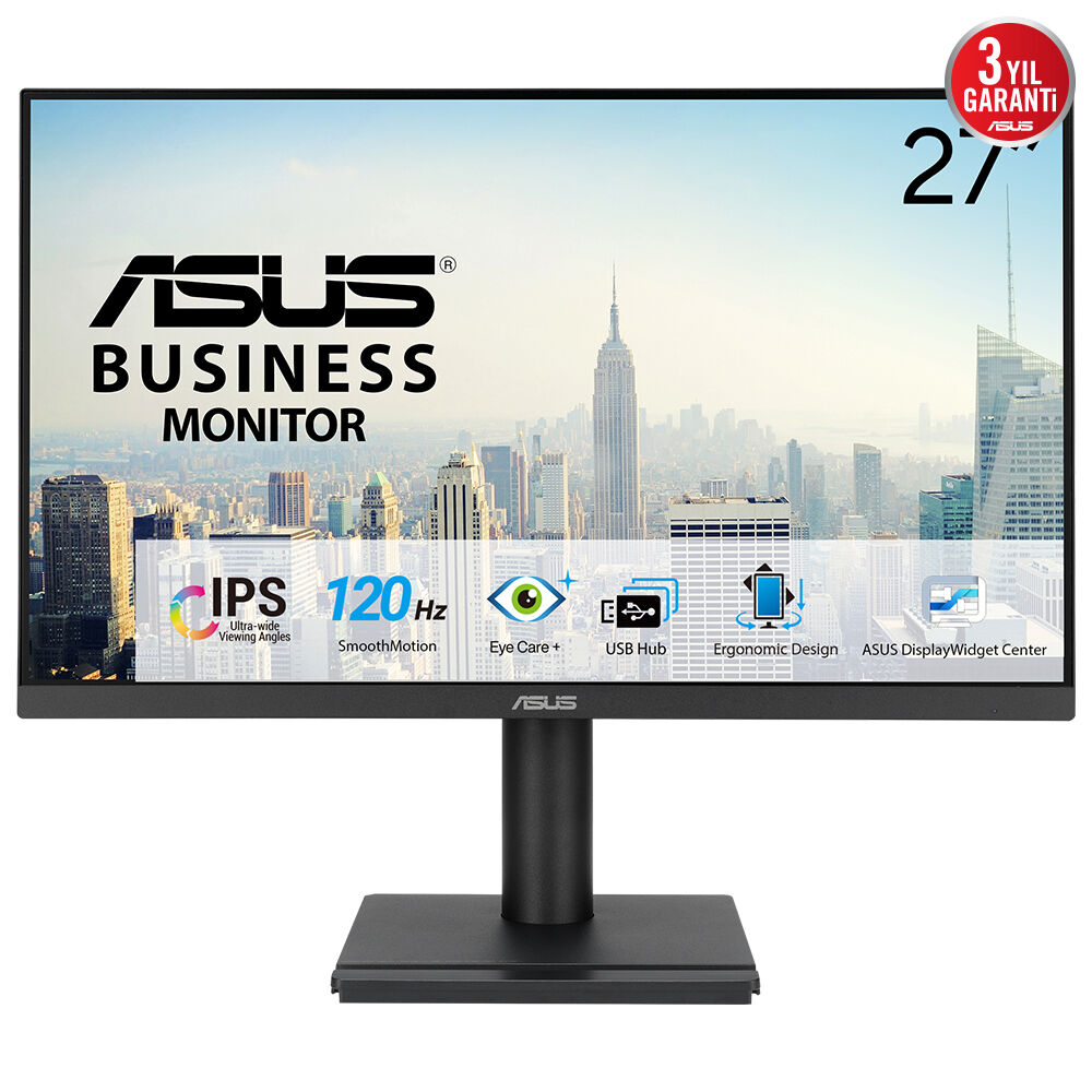 Asus Va279Qgs 27 IPS 1920X1080 1Ms 120Hz 350Cd Dp Hdmi Vga Usb Hoparlör Vesa 3Yil Flicker-Free,Çerçevesi̇z,Düşük Mavi̇ Işik,Pi̇vot Moni̇tör