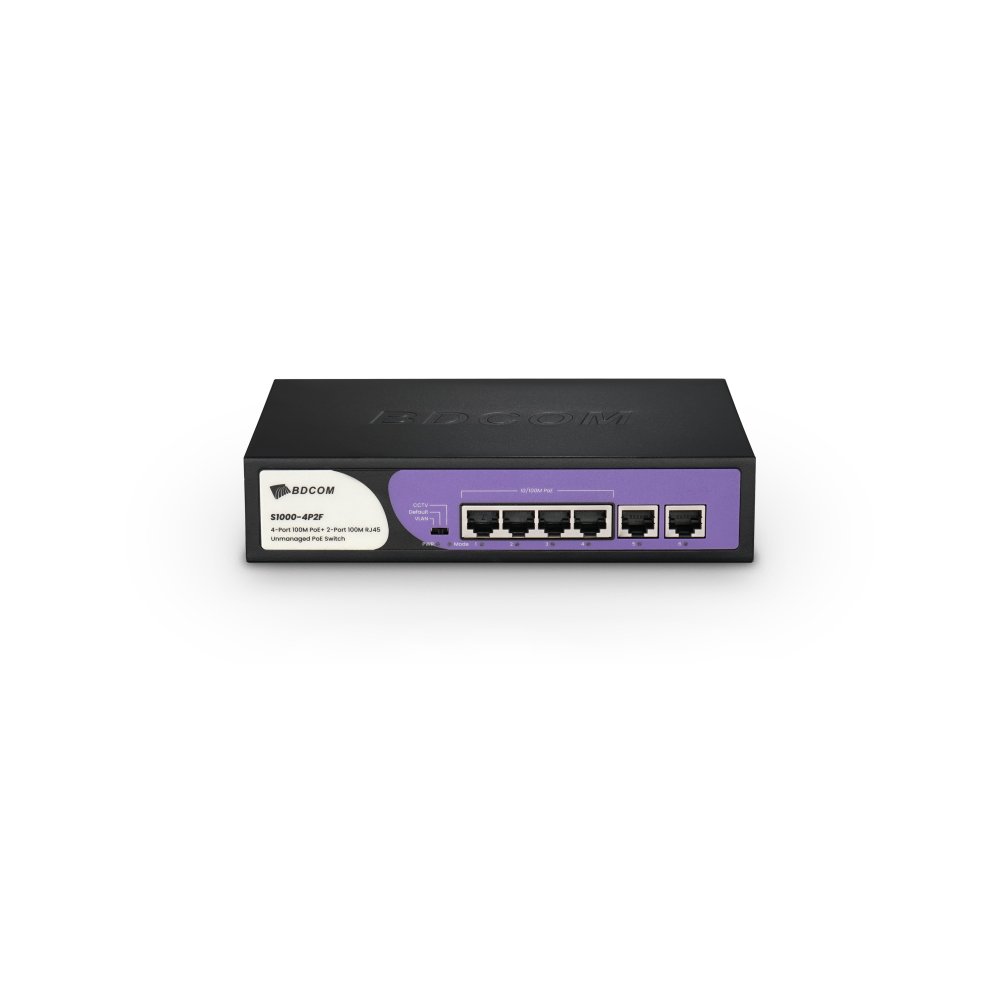 Bdcom S1000-4P2F 4 Port 10/100 4 Port Poe 2 Port Uplink 60W Yonetilemez Desktop Switch