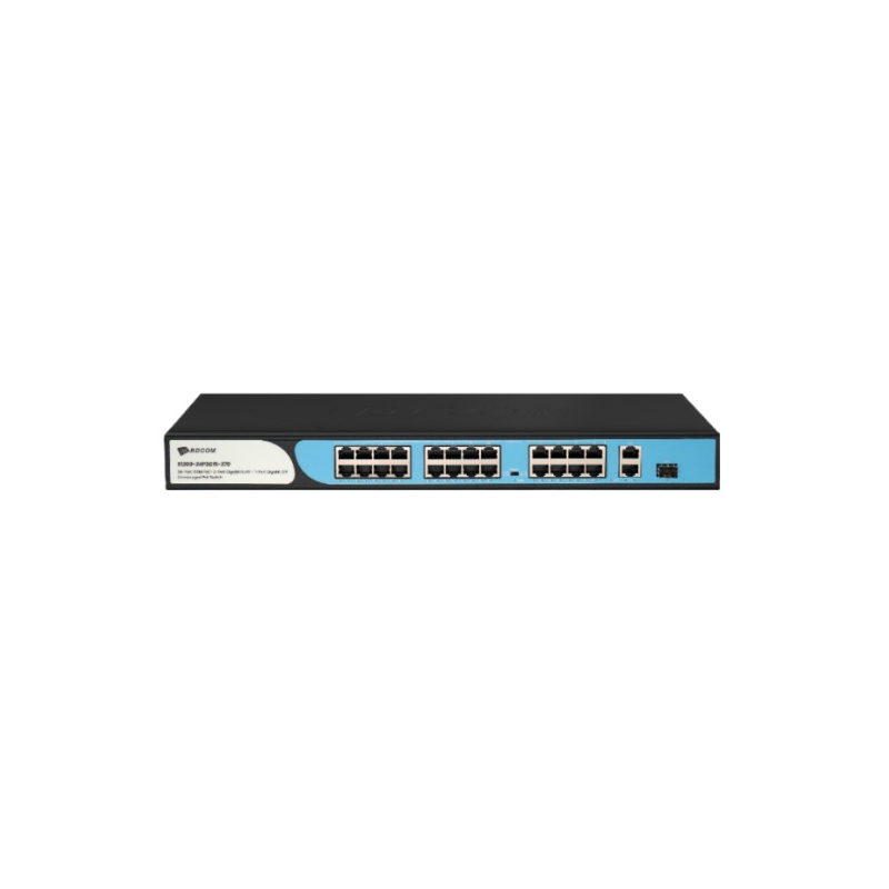 Bdcom S1200-24P2G1S 24 Port 10/100 24 Port Poe 2 Port Uplink + 1 Sfp 370W Yonetilemez Rack Mount Switch