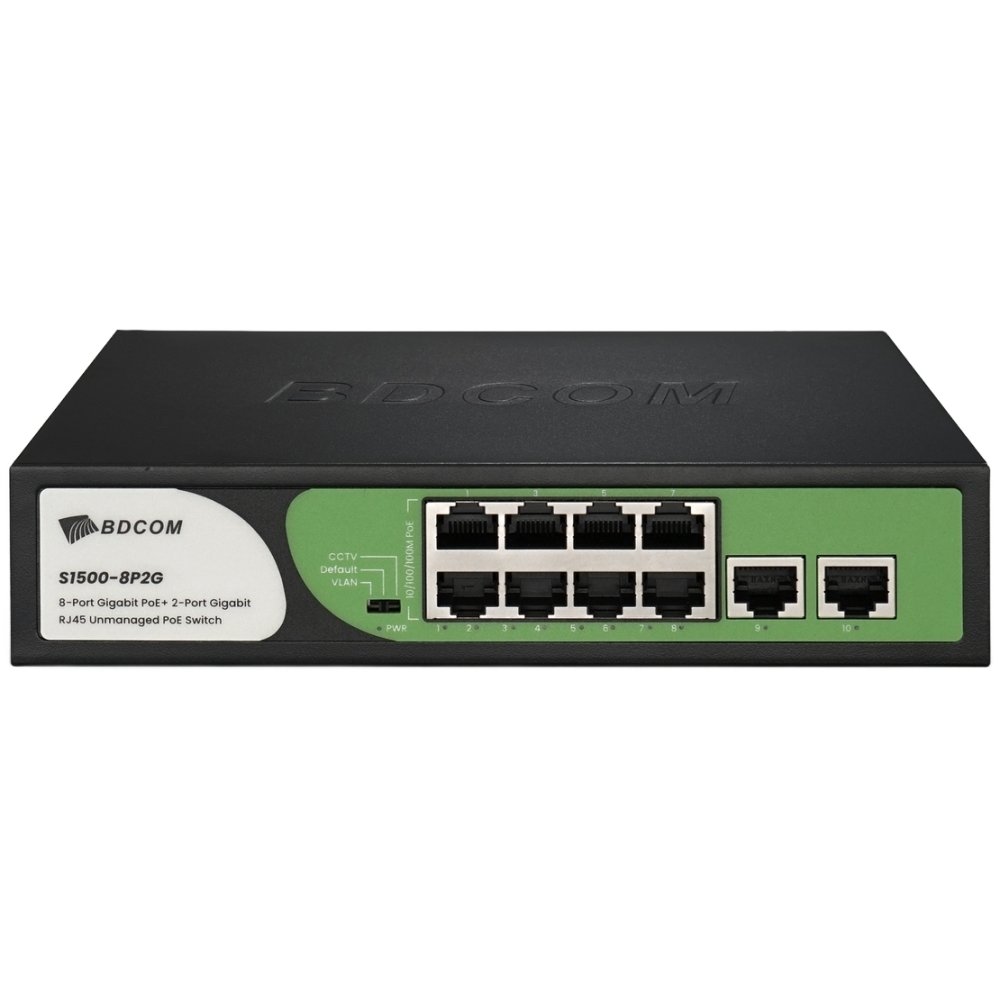 Bdcom S1500-8P2G 8 Port 10/100/1000 8 Port Poe 2 Port Uplink 90W Yonetilemez Desktop Switch