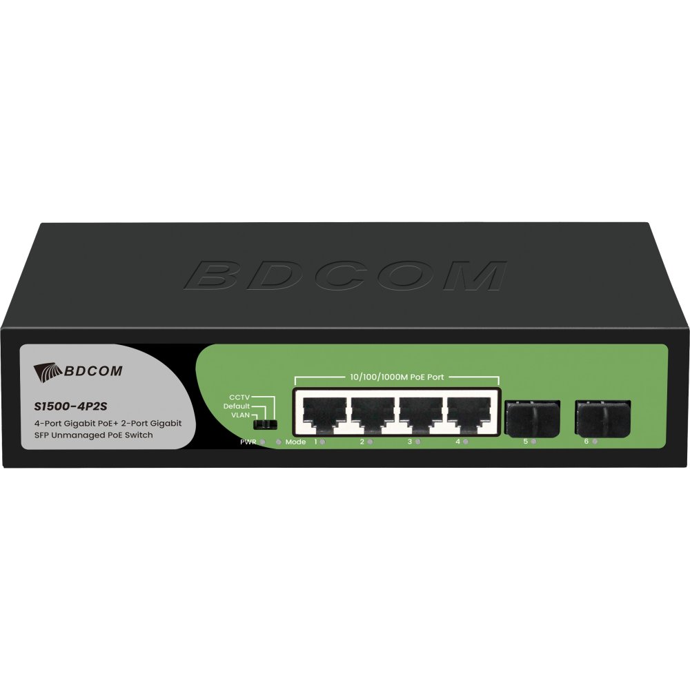 Bdcom S1500-4P2S 4 Port 10/100/1000 4 Port Poe 2 X Sfp 60W Yonetilemez Desktop Switch