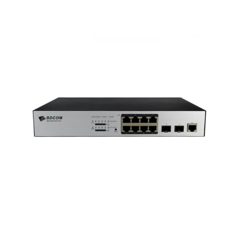 Bdcom S2500-8P2S 8 Port 10/100/1000 8 Port Poe 2 X Sfp 140W Layer 3 Yöneti̇lebi̇li̇r Rack Mount Switch
