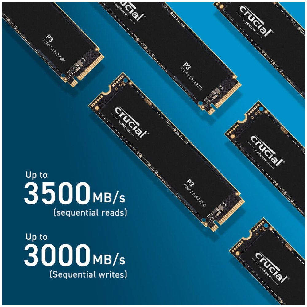 Crucial P3 1Tb 3500/3300Mb/S M.2 2280 PCie Nvme SSD Ct1000P3SSD8