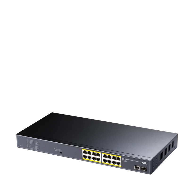 Cudy Gs1020Ps2 16 Port 10/100/1000 16 Port Poe+ 2 X Sfp 200W Yonetilemez Rack Mount Switch