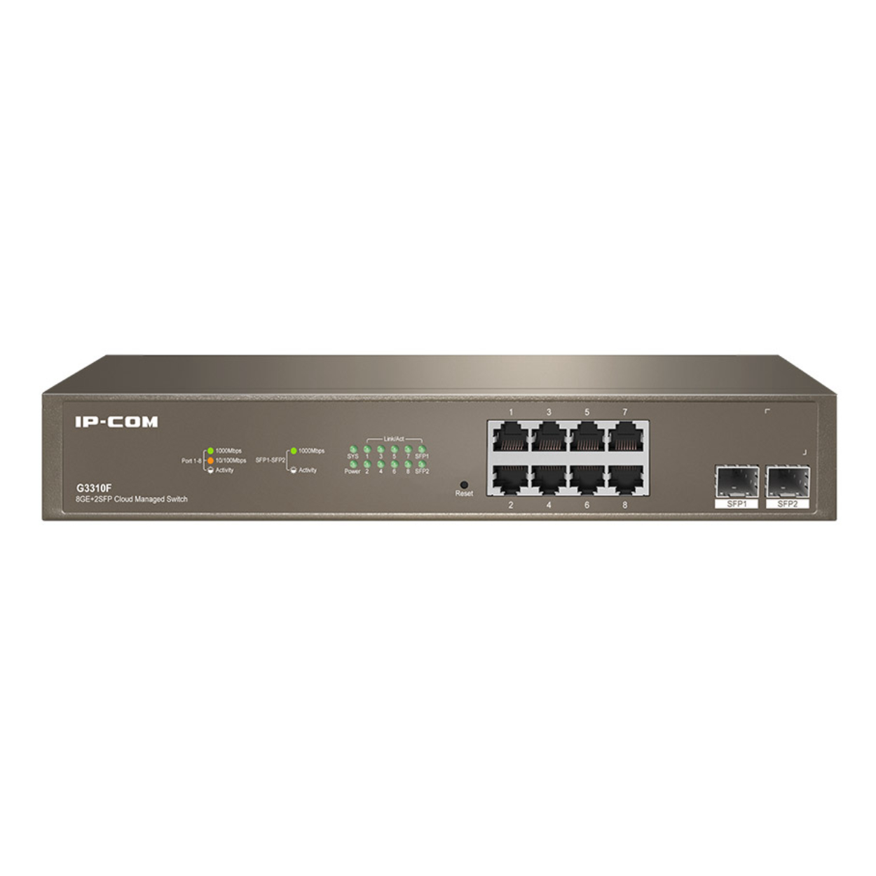 Ip-Com Ip-G3310F 8 Port 10/100/1000 2 X Sfp Cloud Yöneti̇lebi̇li̇r Rack Mount Switch Metal Kasa