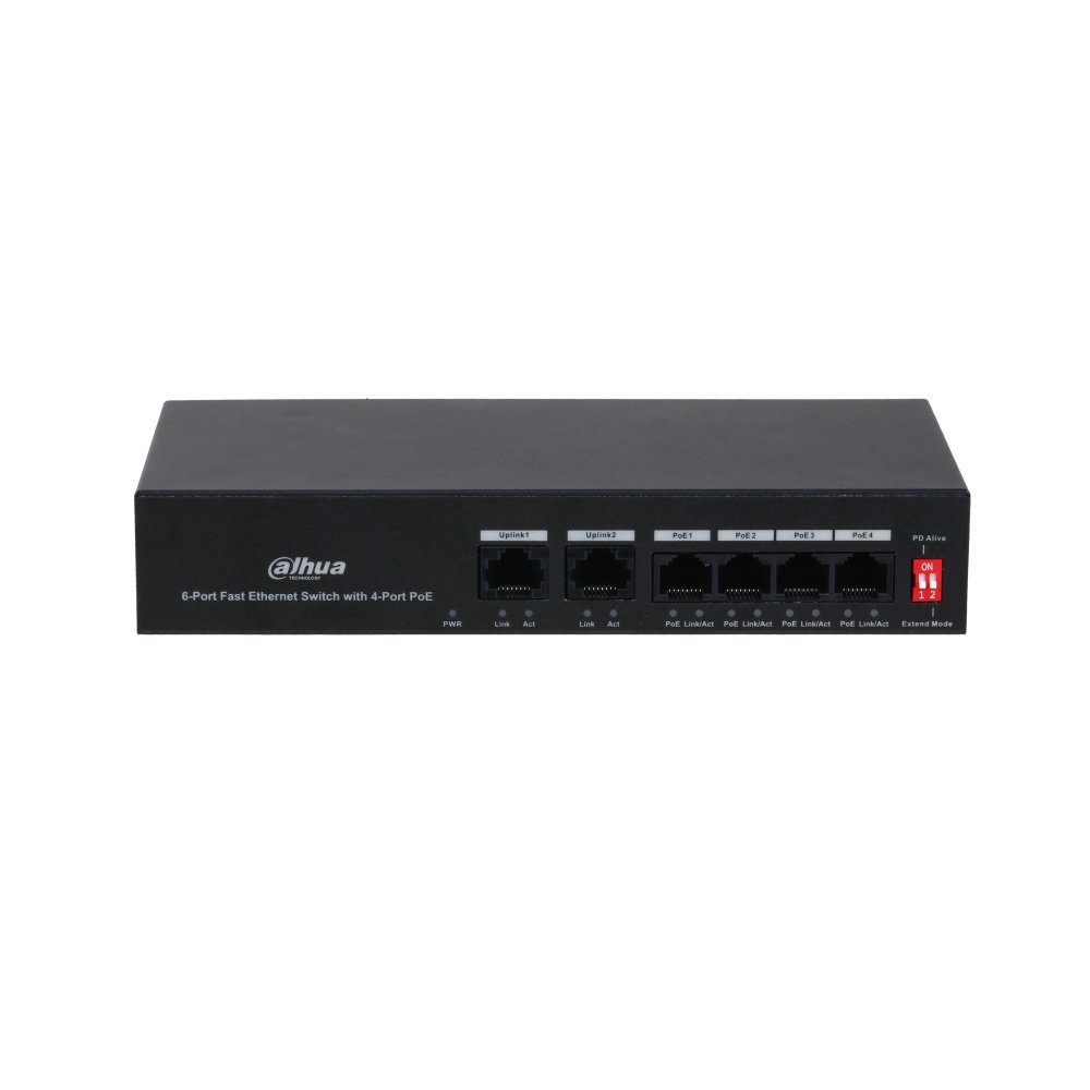 Dahua Pfs3006-4Et-36 4 Port Poe 10/100 2Fe Uplink 36W Yonetilemez Switch