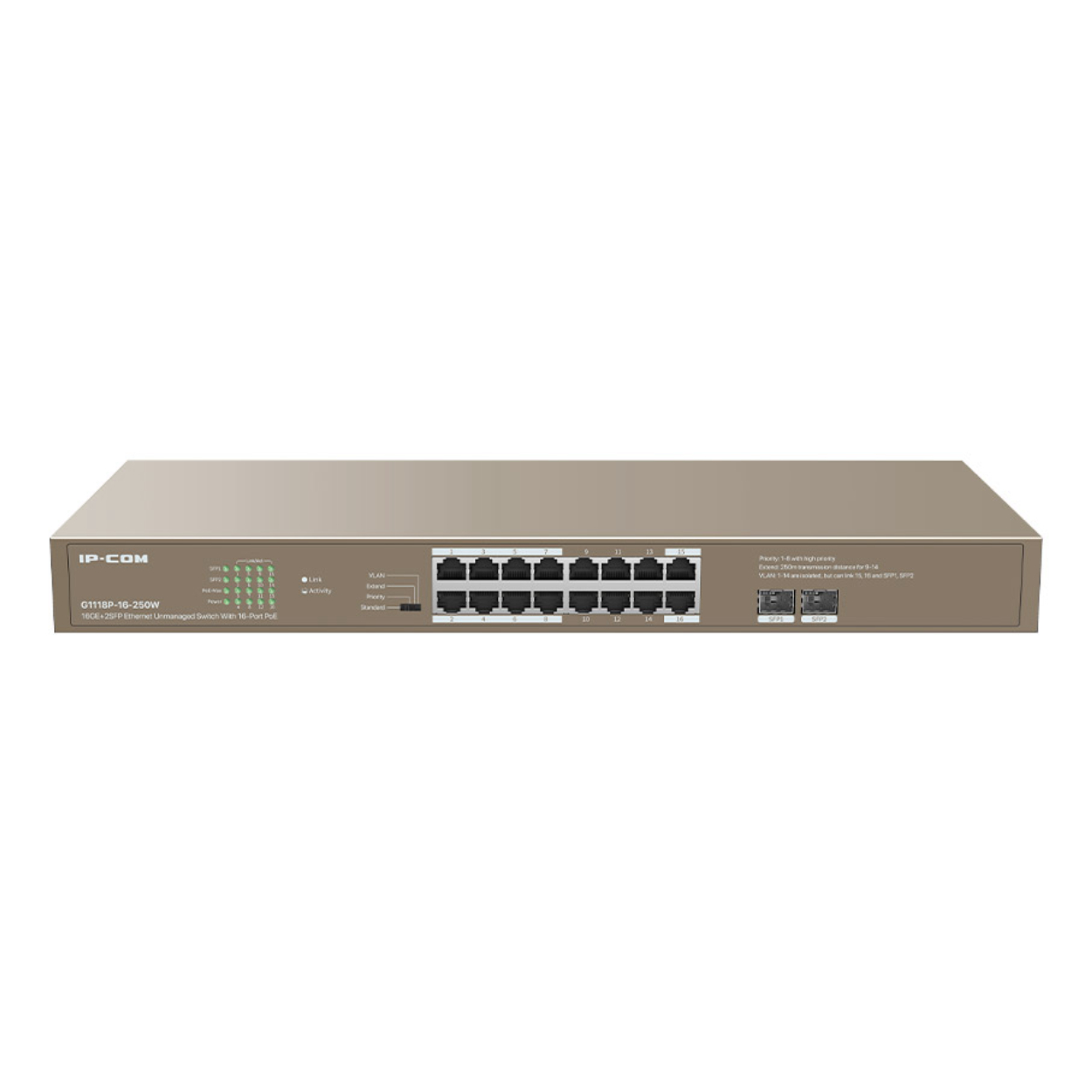 Ip-Com Ip-G3318P-16-250W 16 Port 10/100/1000 16 Port Poe 2 X Sfp 250W Cloud Yöneti̇lebi̇li̇r Rack Mount Switch