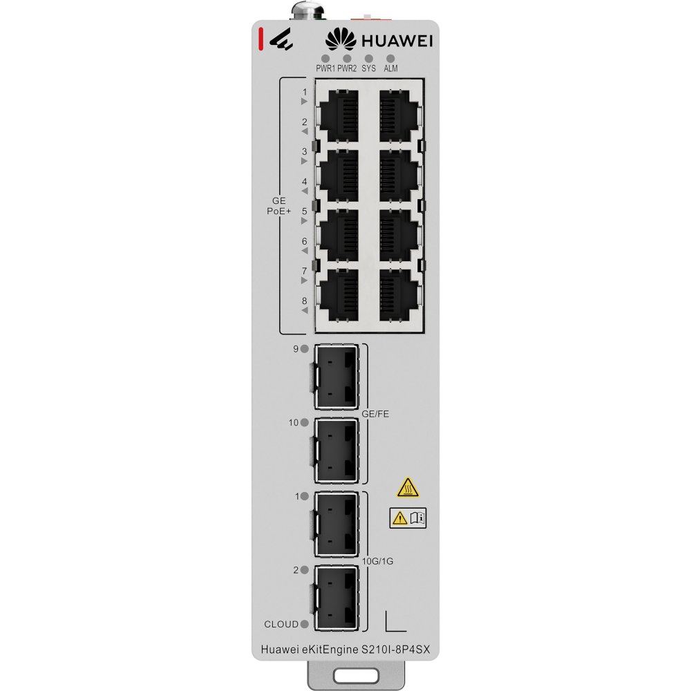 Huawei Ekit S210I-8P4Sx 8 Port 10/100/1000 8 Port Poe 2 X 1G Sfp + 2 X 10G Sfp+ 240 Watt L2+ Cloude Yönetilebilir Endüst