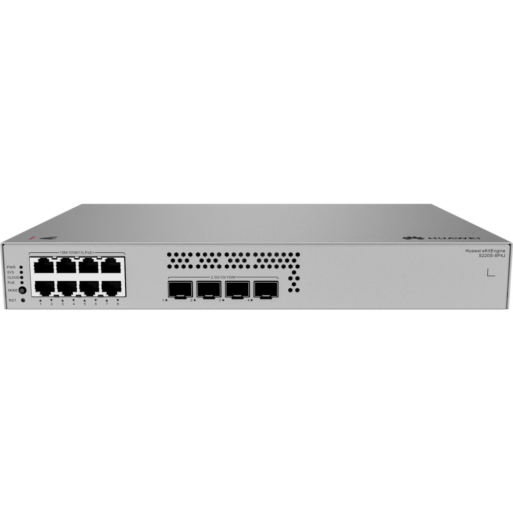 Huawei Ekit S220S-8P4J 8 Port 10/100/1000 8 Port Poe 4 X 2.5Ge Sfp 128W L2 Cloude Yönetilebilir Rack Mount Switch