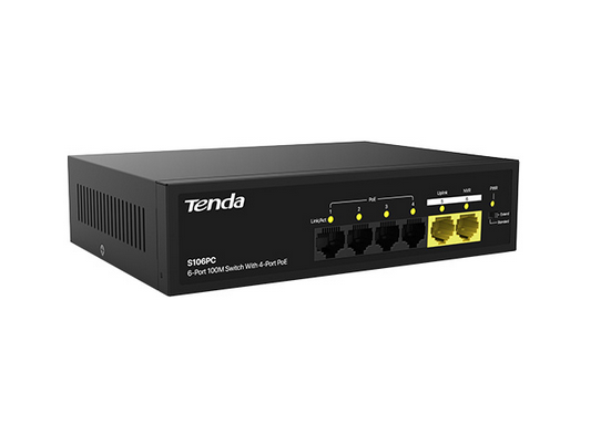 TEnda s106pc 4+2 port poe switch