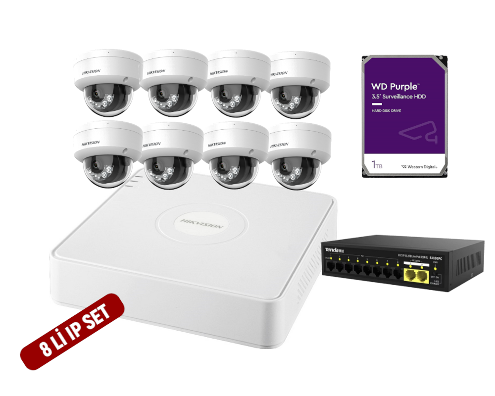 Hikvision 8Li Ip Güvenlik Kamera Seti