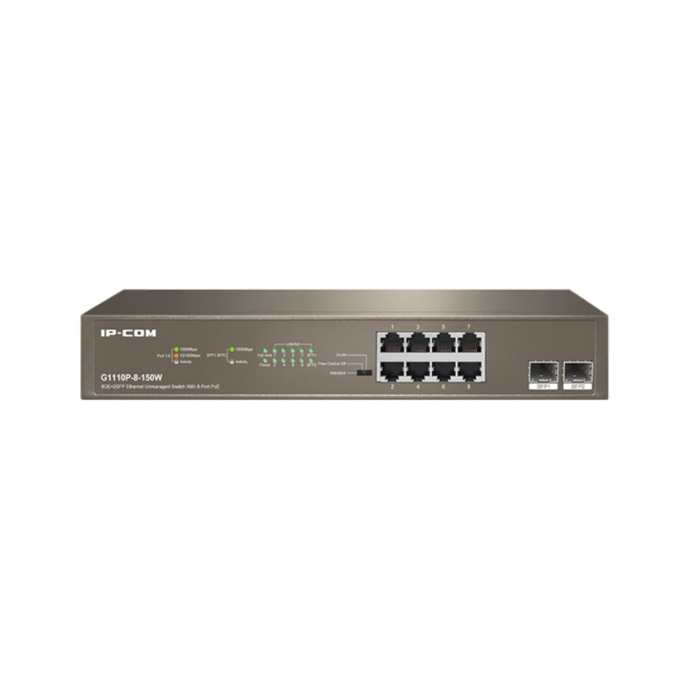Ip-Com Ip-G1110P-8-150W 8 Port 10/100/1000 8 Port Poe 2 X Sfp 150W Yonetilemez Rack Mount Switch