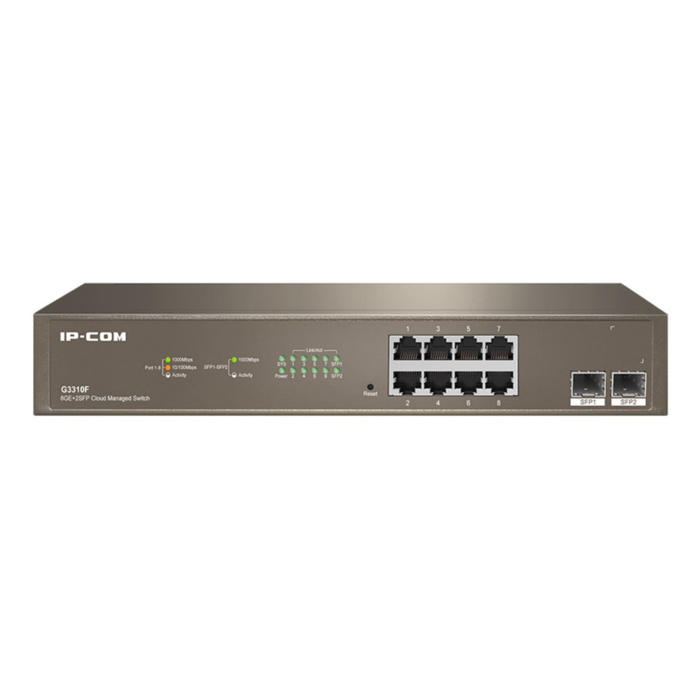 Ip-Com Ip-G3310F 8 Port 10/100/1000 2 X Sfp Cloud Yöneti̇lebi̇li̇r Rack Mount Switch Metal Kasa