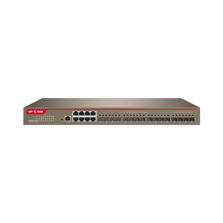 Ip-Com Ip-G5324-16F 16 Port 1G Sfp + 8 Port Bakir 10/100/1000 L3 Yöneti̇lebi̇li̇r Rack Mount Switch Metal Kasa