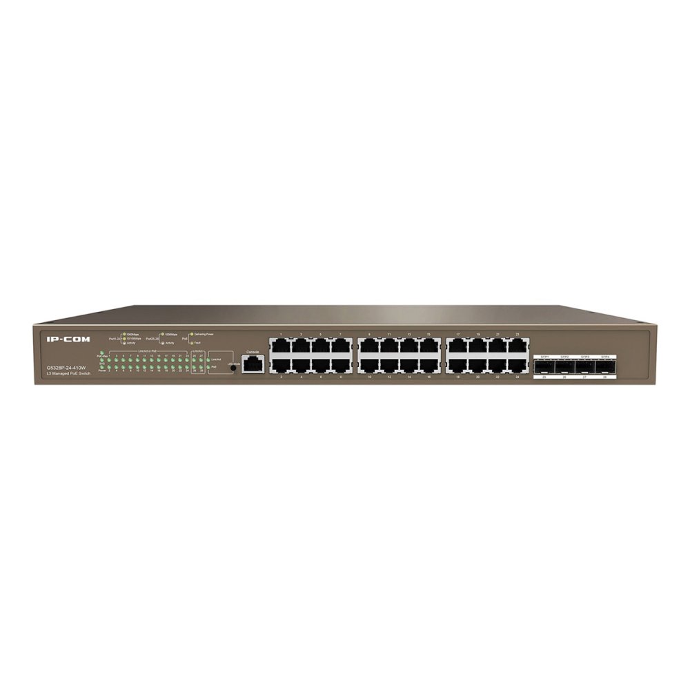 Ip-Com Ip-G5328P-24-410W 24 Port 10/100/1000 24 Port Poe 4 X Sfp 370W Layer 3 Yöneti̇lebi̇li̇r Rack Mount Switch
