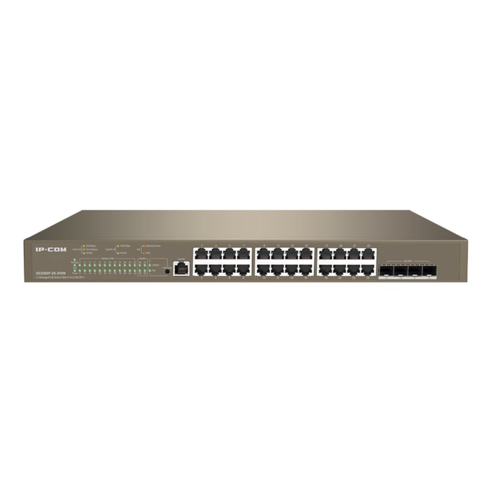 Ip-Com Ip-G5328Xp-24-410W 24 Port 10/100/1000 24 Port Poe 4X10G Sfp 370W Layer 3 Yöneti̇lebi̇li̇r Rack Mount Switch