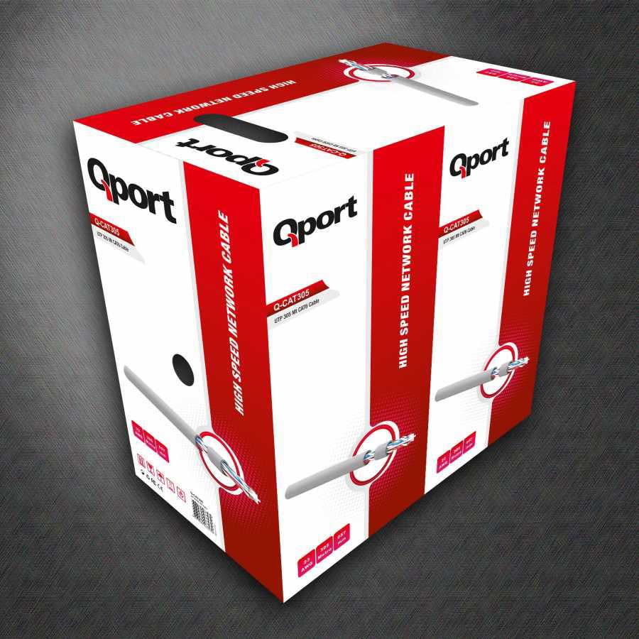 Qport Q-Cat6 305 Mt Utp Cat6 Network Kablo Gri 23Awg 0.57Mm