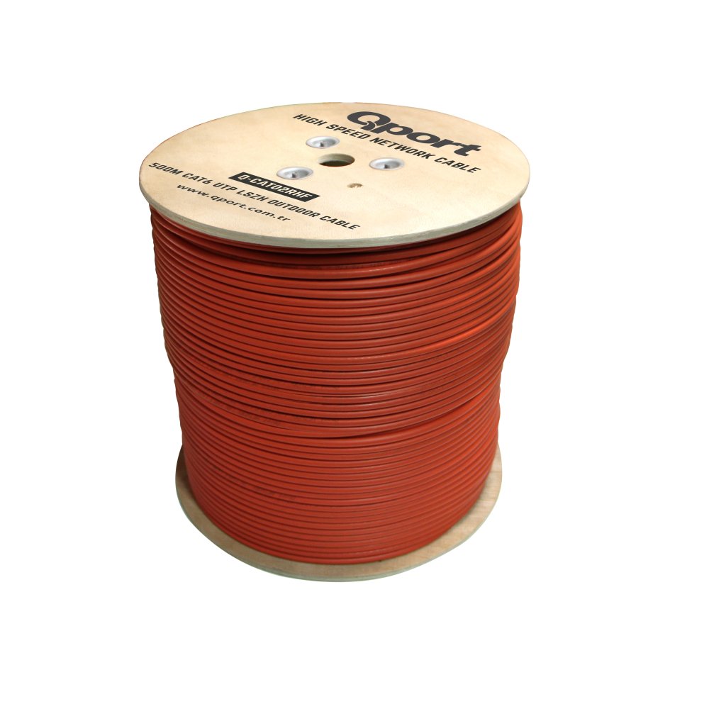 Qport Q-Cato2Rhf 500Mt Utp Cat6 Outdoor Network Kablo Turuncu Lszh 23Awg 0.58Mm