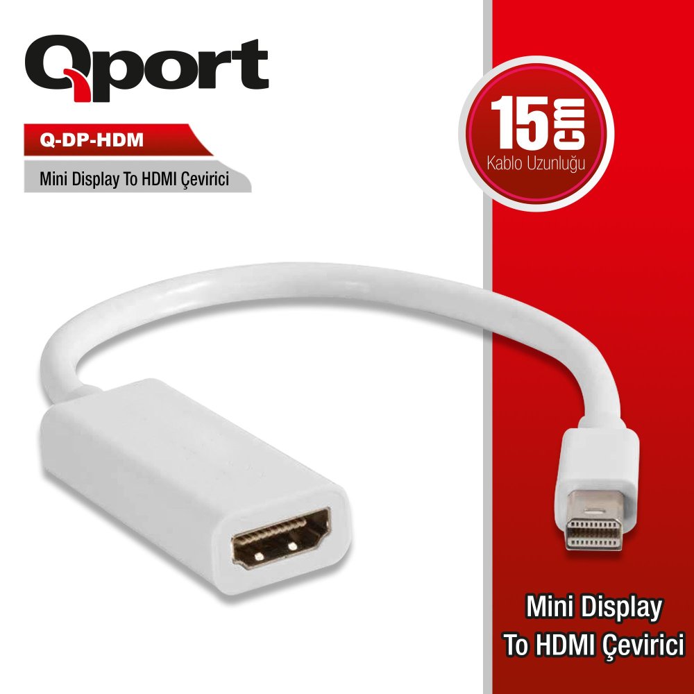 Qport Q-Dp-Hdm Mini Display To Hdmi Çevi̇ri̇ci̇ Adaptör