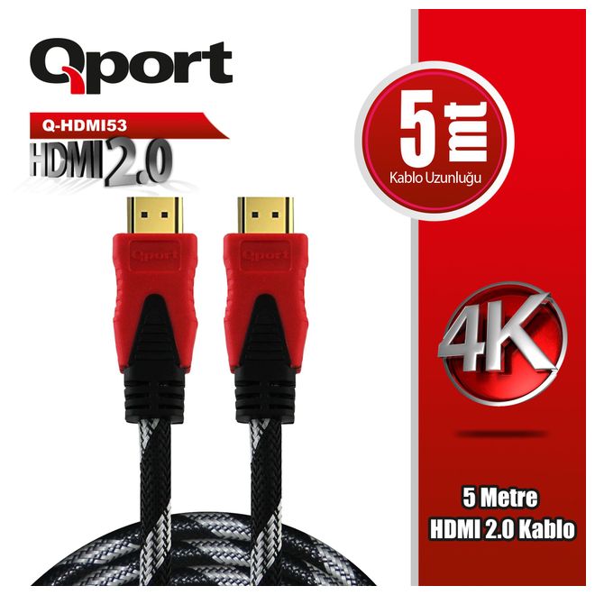 Qport Q-Hdmi53 Hdmi Kablo 5 Mt Ver2.0 Altin Uçlu 3D 4K