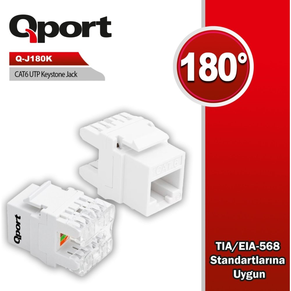 Qport Q-J180K Cat6 Utp 180 Derece Keystone Jack