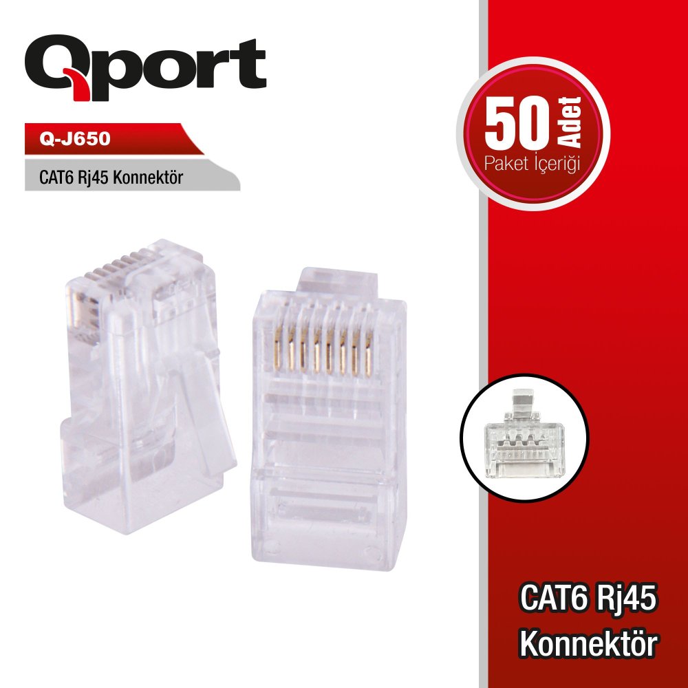 Qport Q-J650 Cat6 Rj45 Konnektör 50'Li̇