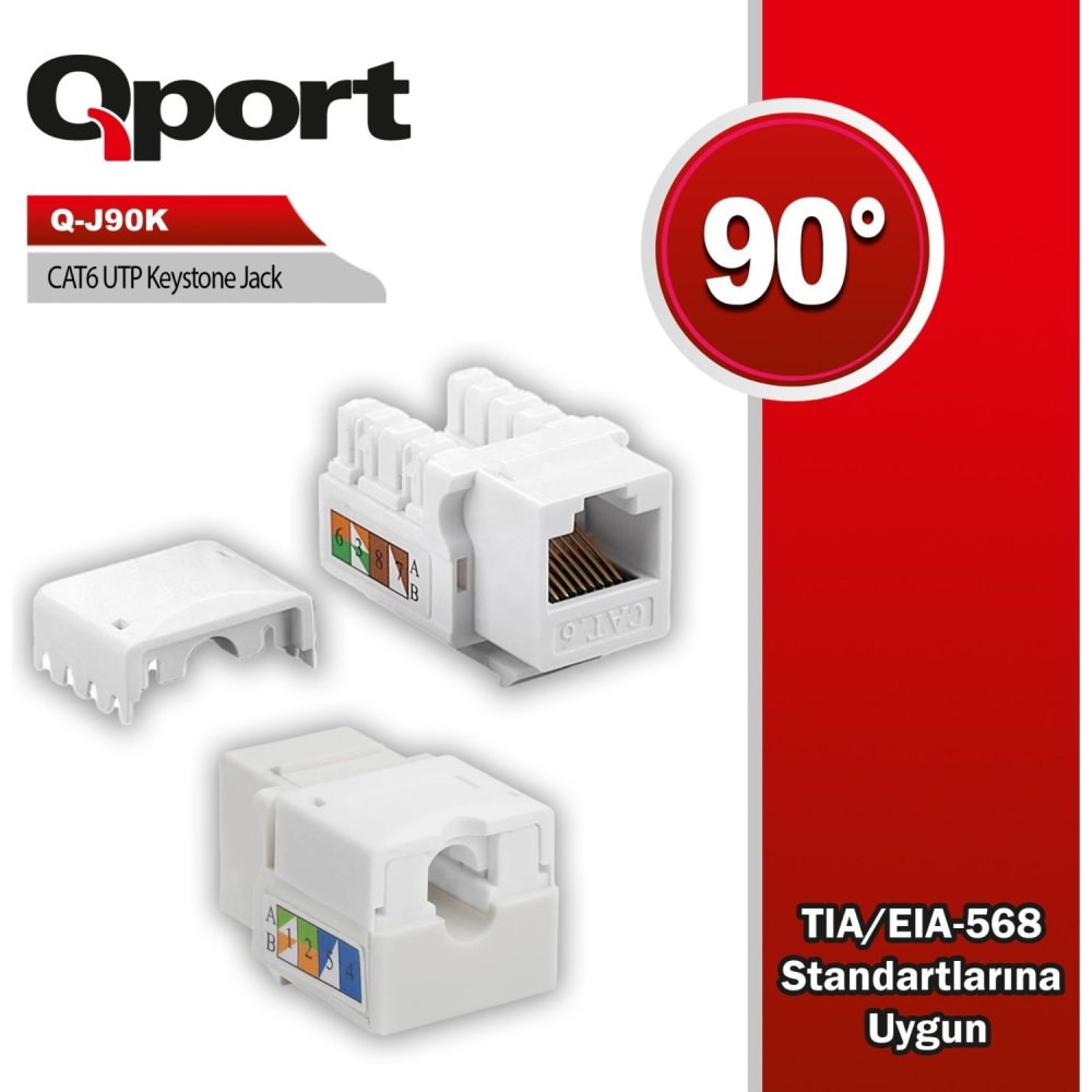 Qport Q-J90K Cat6 Utp 90 Derece Keystone Jack