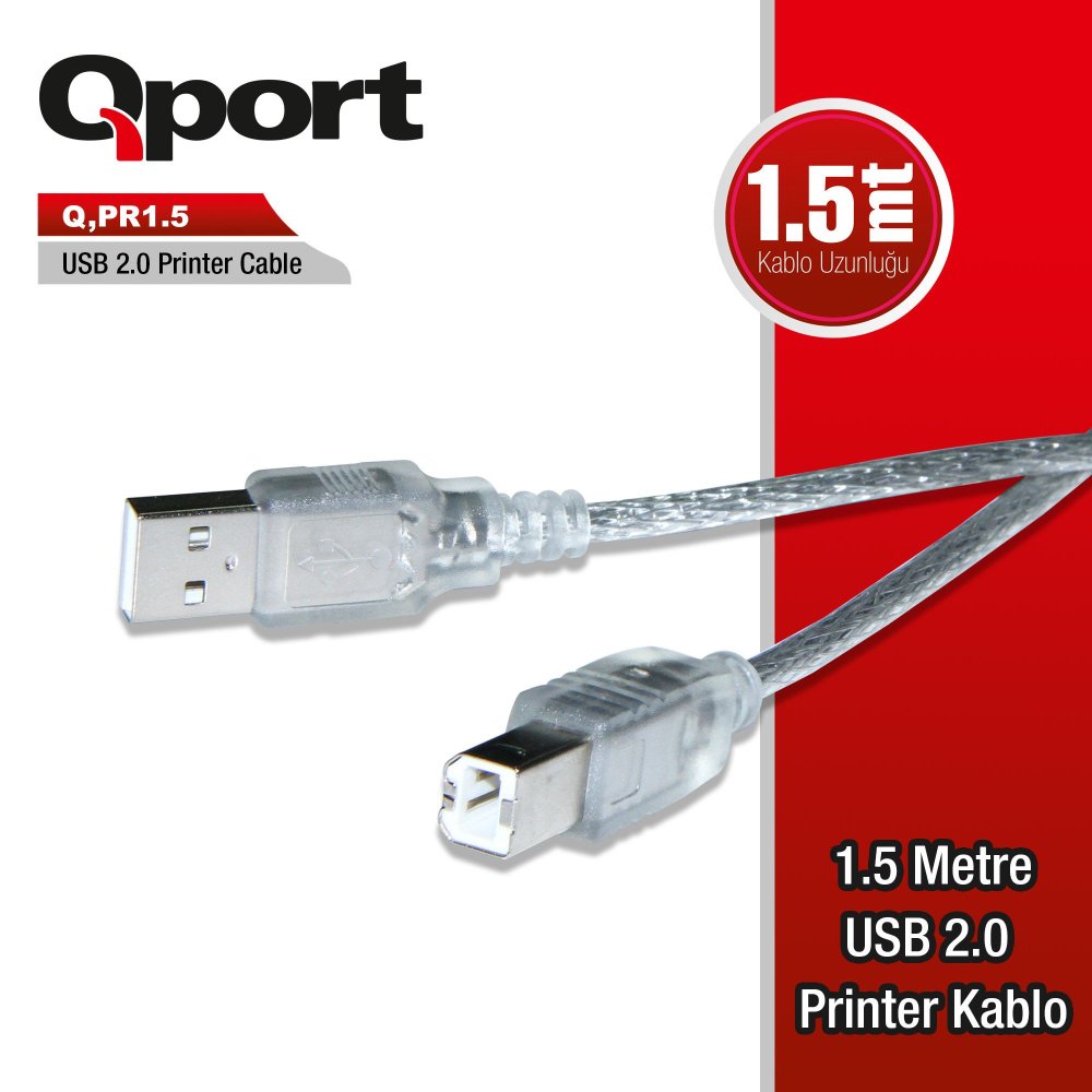 Qport Q-Pr1.5 Usb 2.0 Yazici Kablosu 1.5 Mt