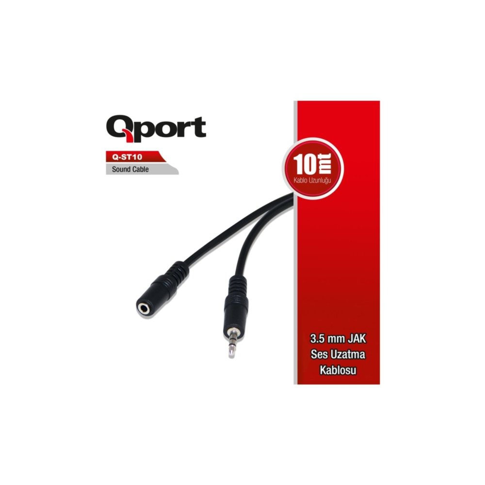 Qport Q-St10 3.5Mm Stereo Erkek - 2 Rca 10Mt Ses Uzatma Kablosu